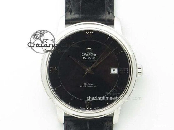 0207 Fashionable De Ville Prestige Real Power Reserve SS TW 1:1 Best Edition White Dial Blue Markers On Leather Strap A 8094